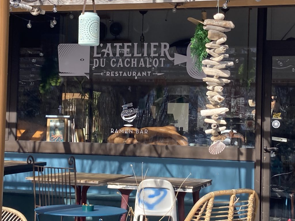 Marquage adhésif vitrine Atelier du Cachalot